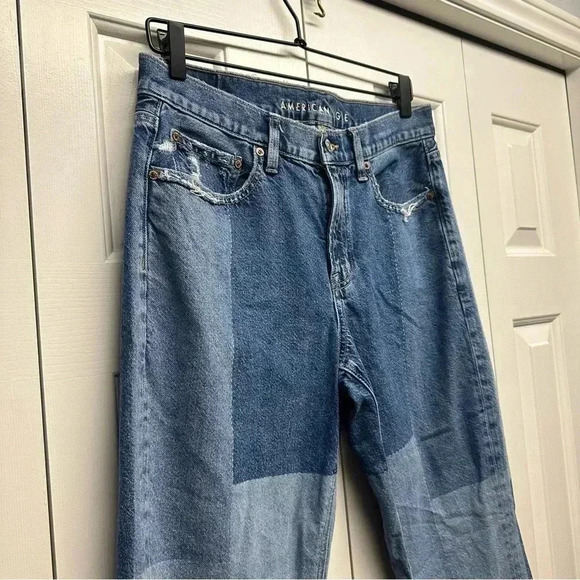 American Eagle 90’s Bootcut Jeans Patchwork Size 6 Short - Picture 4 of 10
